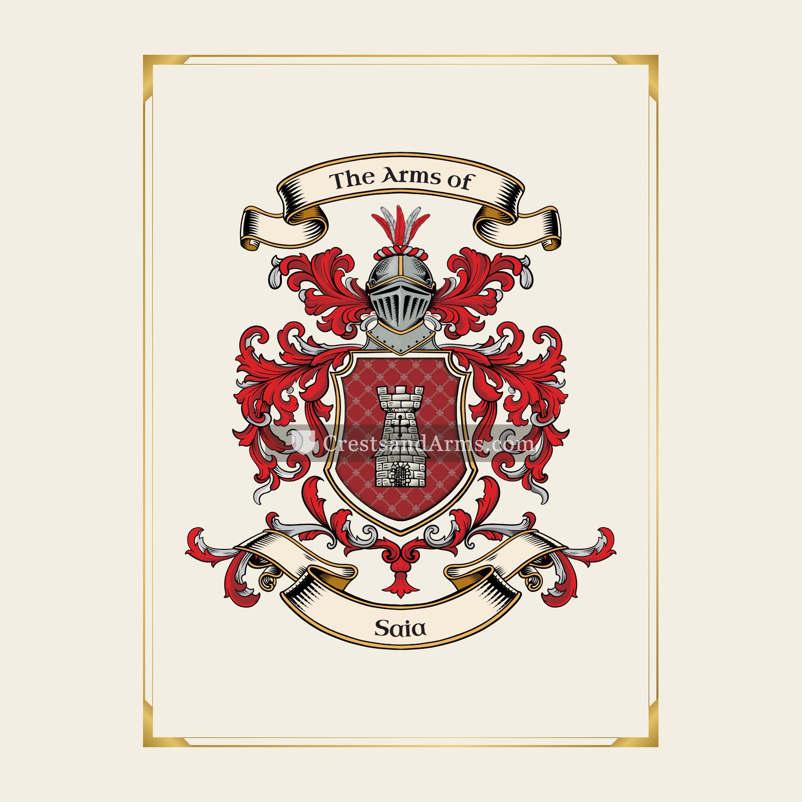 With gold border