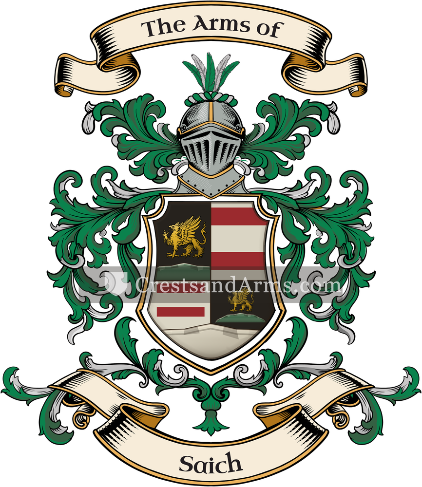 The Saich coat of arms, drawn from the recorded blazon