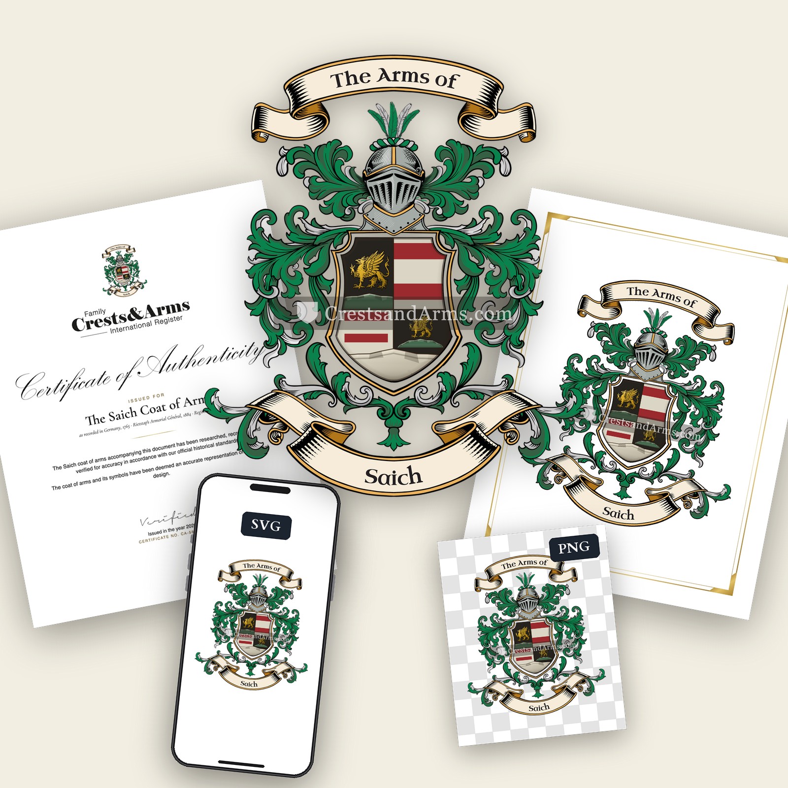 The Saich arms on the coat of arms — digital pack