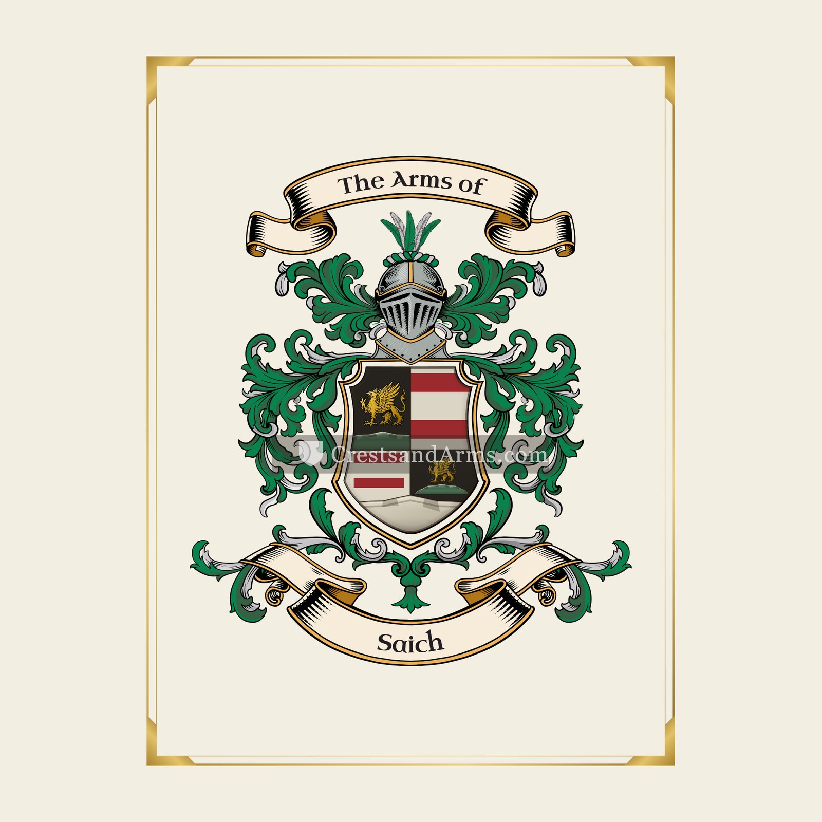 With gold border