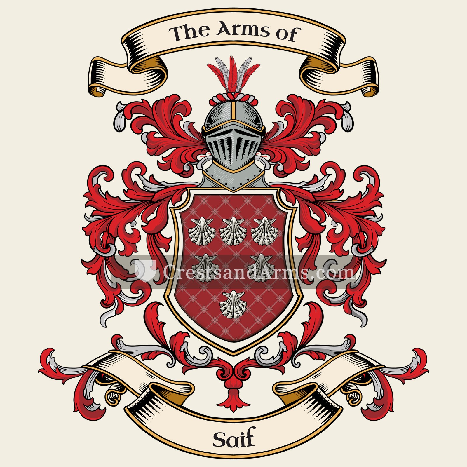The Saif coat of arms, drawn from the recorded blazon
