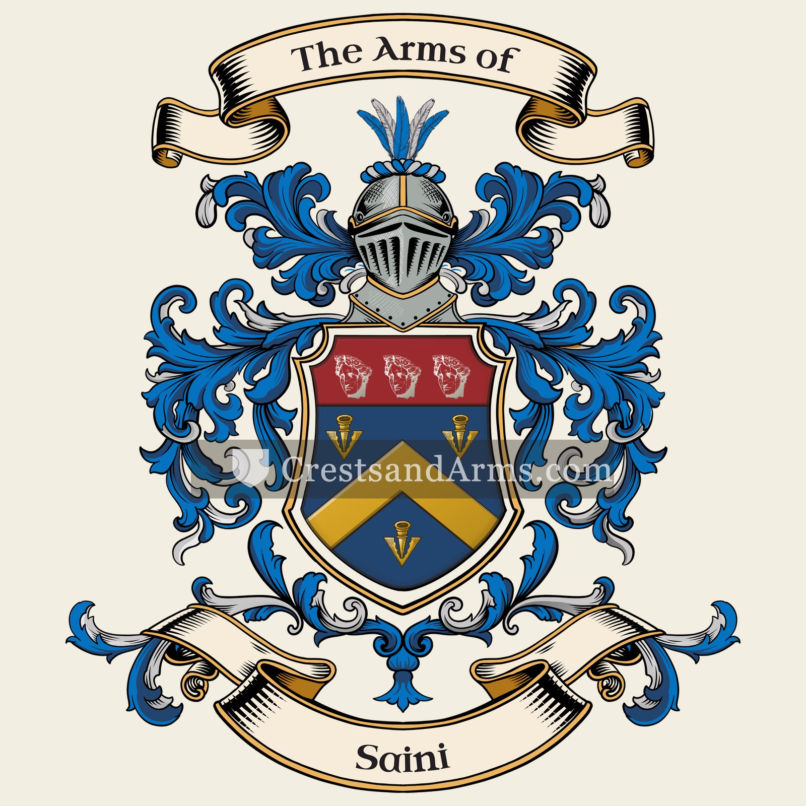 The Saini coat of arms, drawn from the recorded blazon