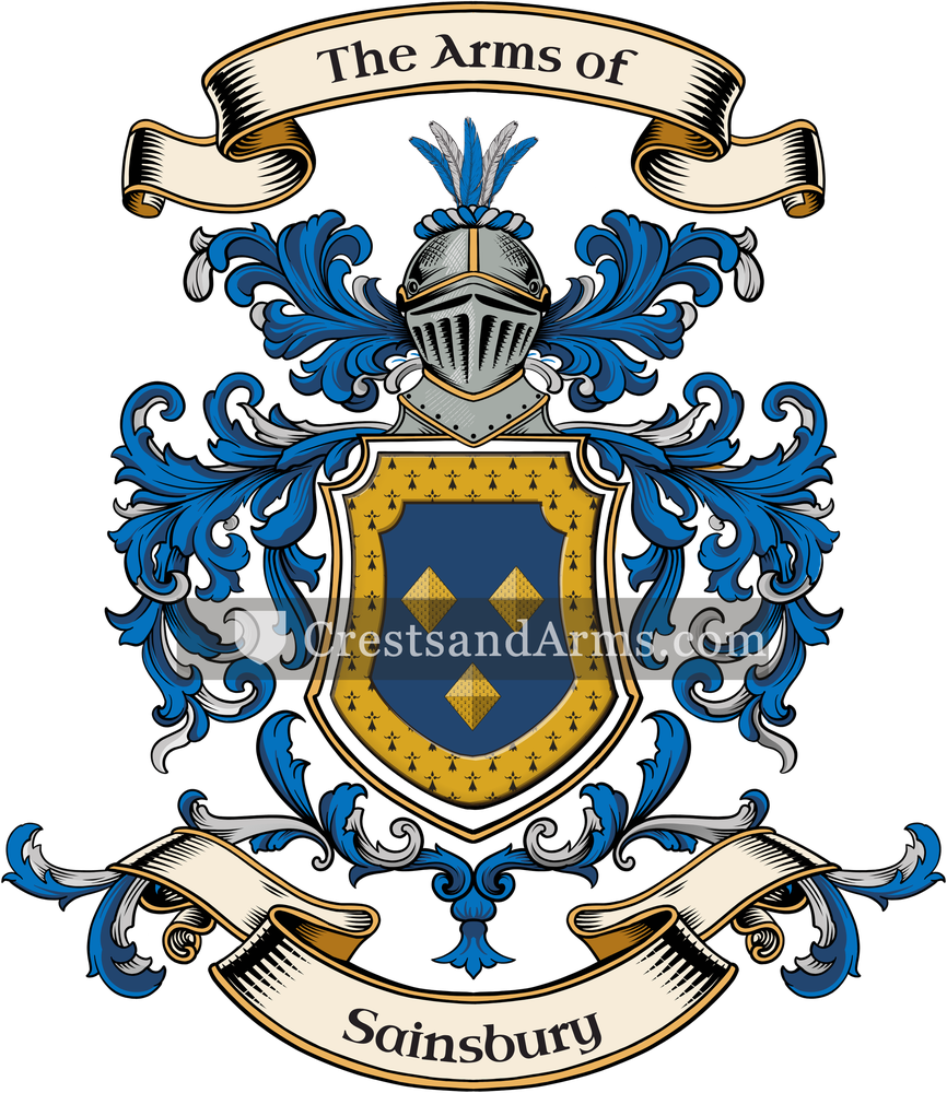 The Sainsbury coat of arms, drawn from the recorded blazon