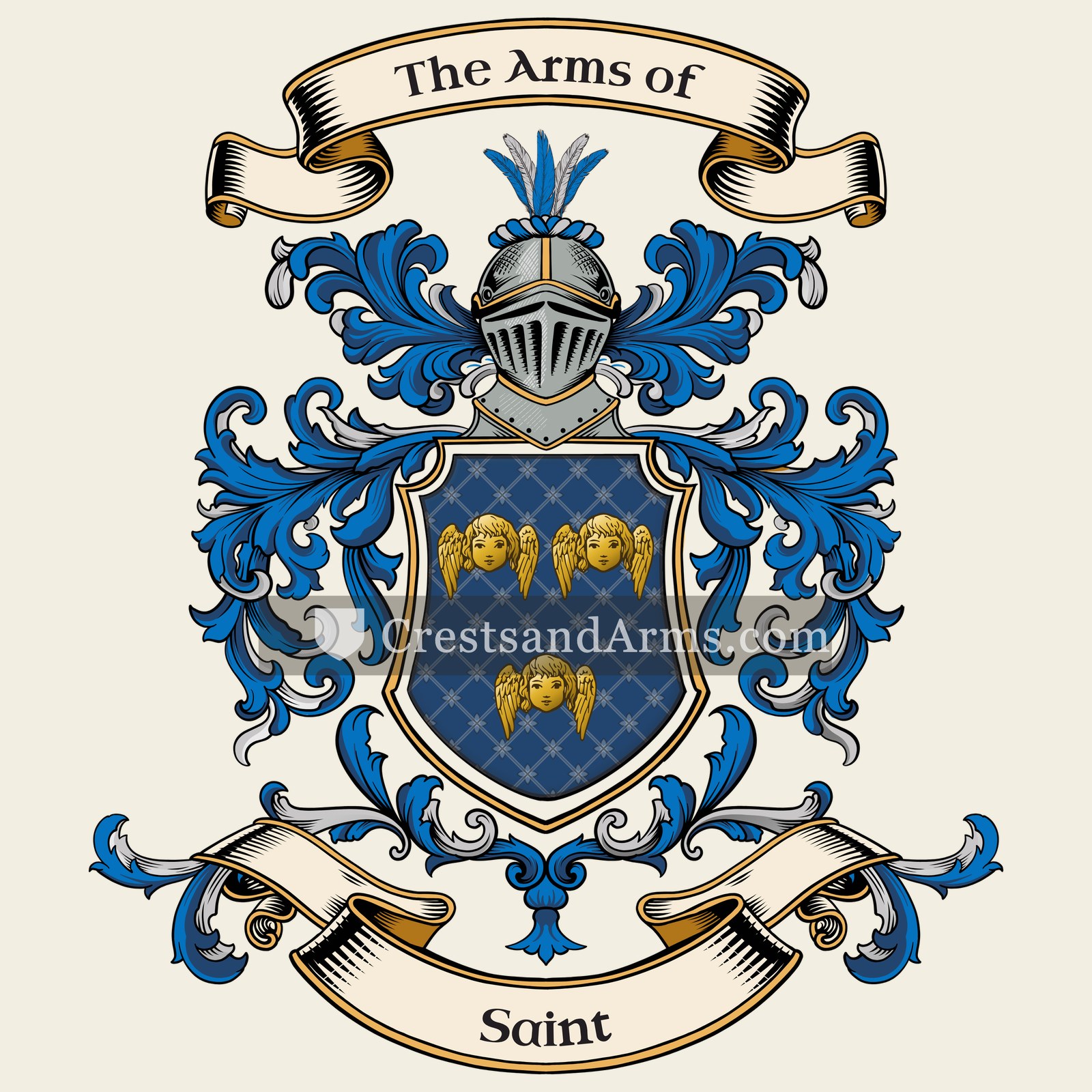 The Saint coat of arms, drawn from the recorded blazon