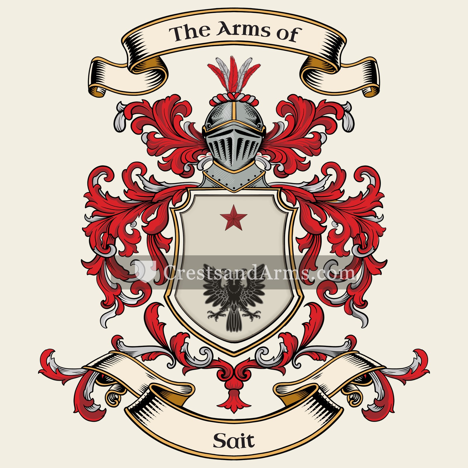 The Sait coat of arms, drawn from the recorded blazon