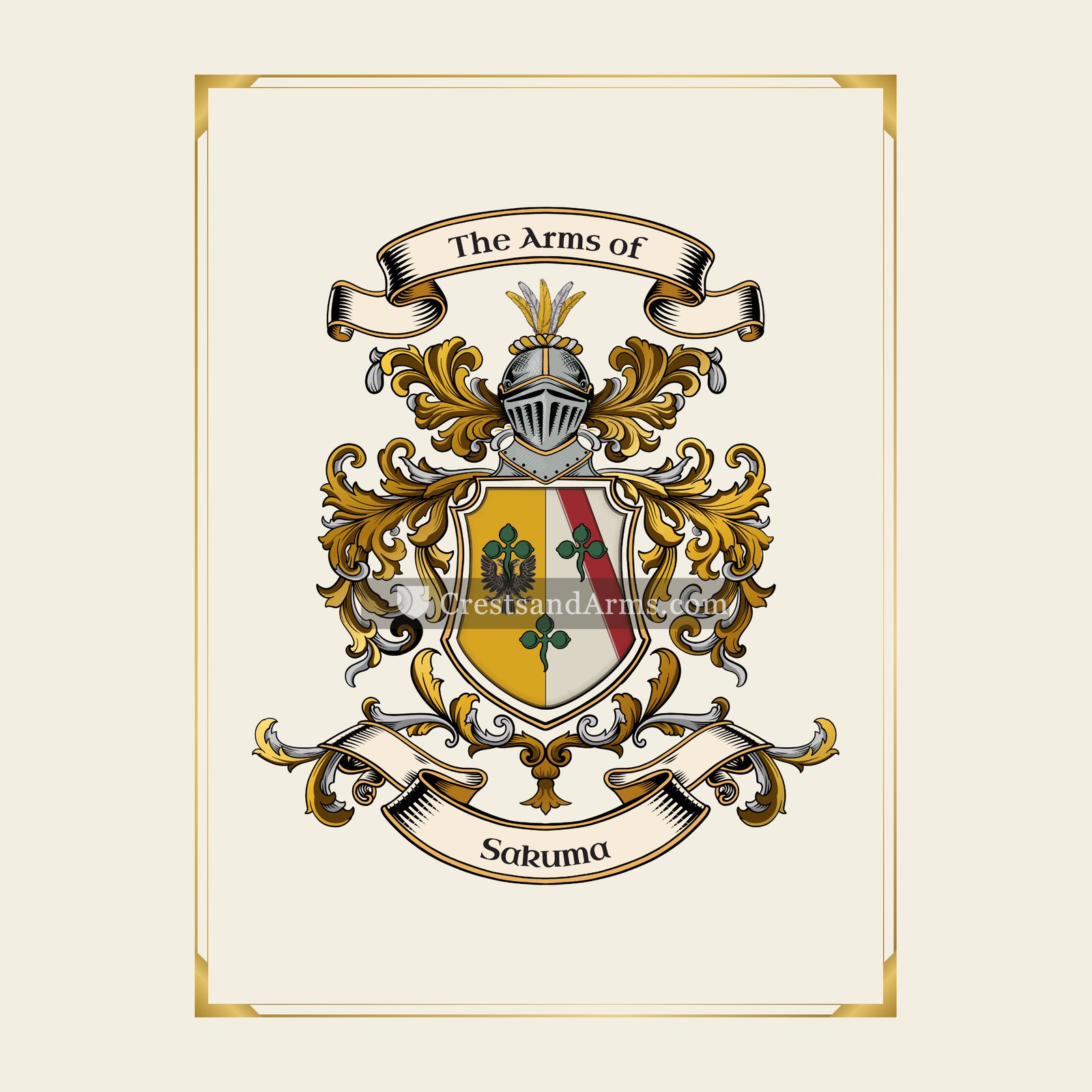 With gold border