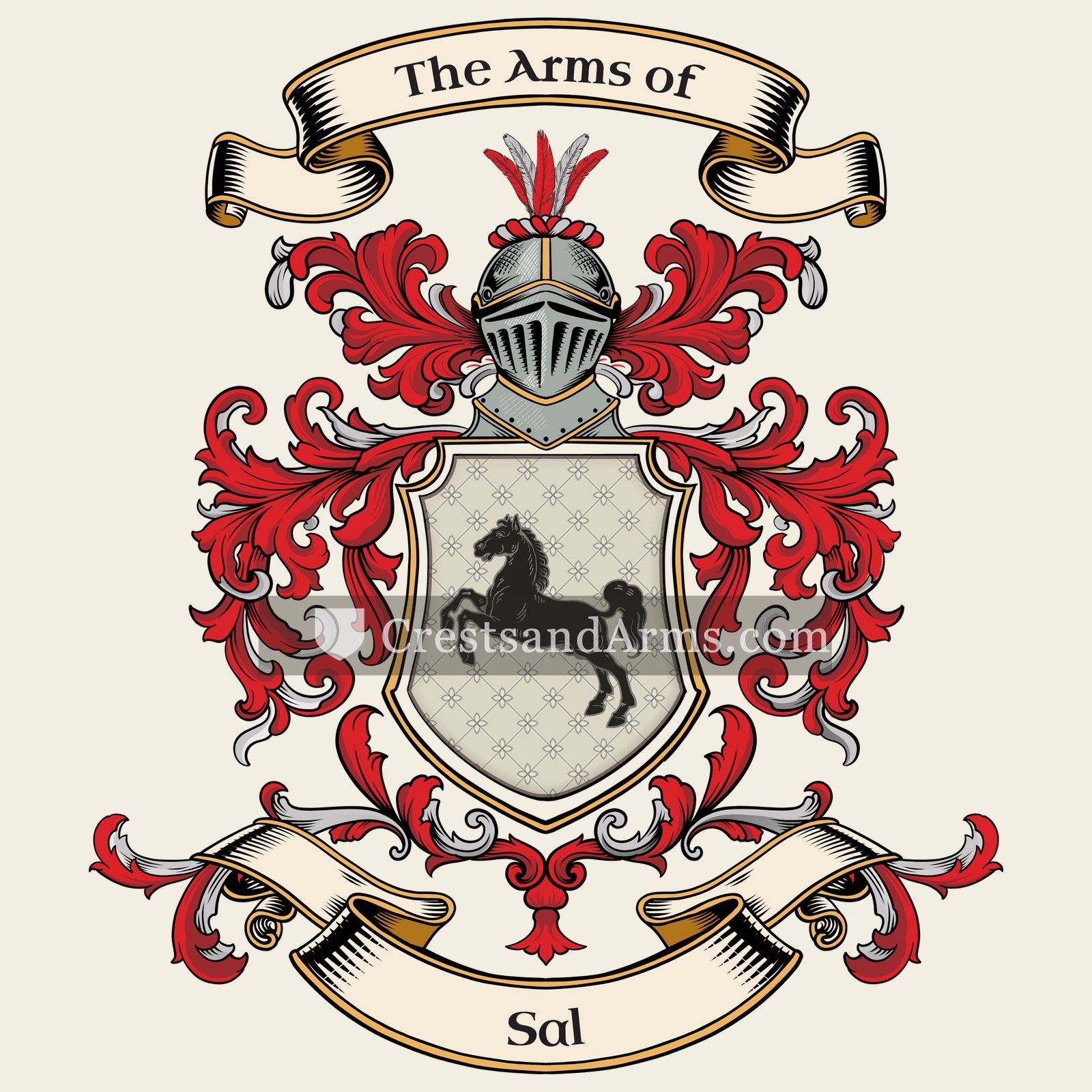 The Sal coat of arms, drawn from the recorded blazon