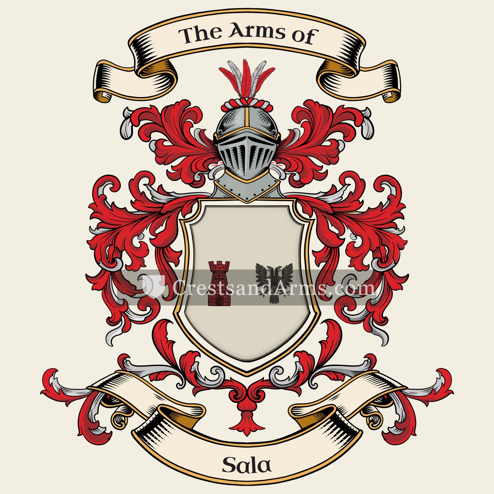 The Sala coat of arms, drawn from the recorded blazon