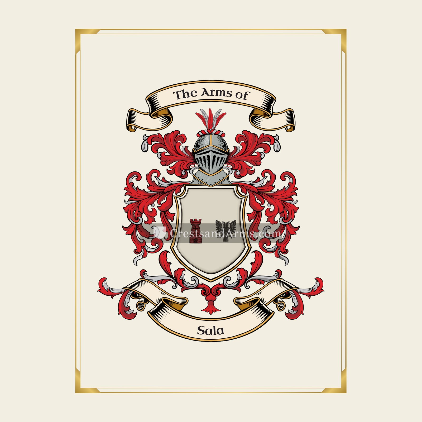 With gold border