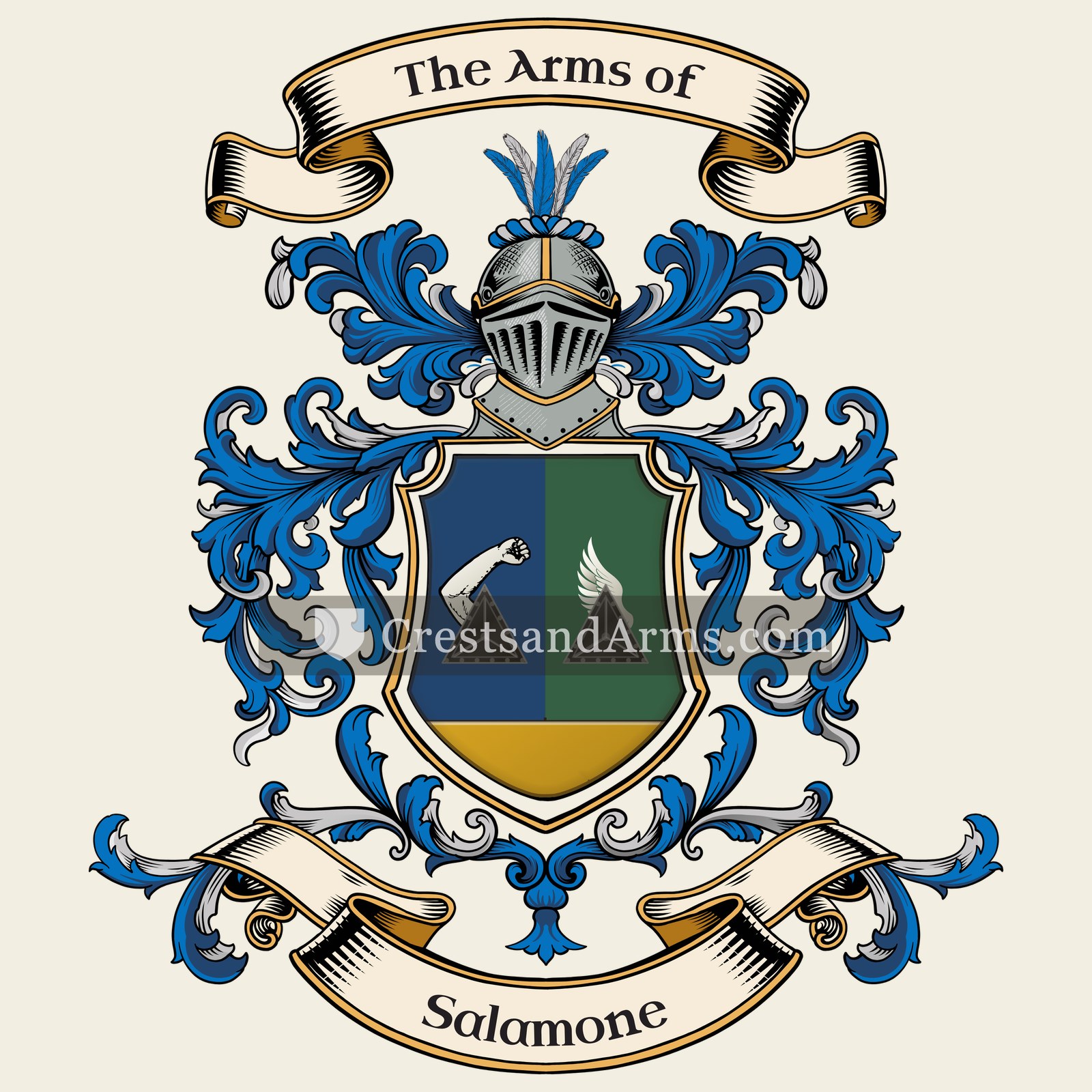 The Salamone coat of arms, drawn from the recorded blazon