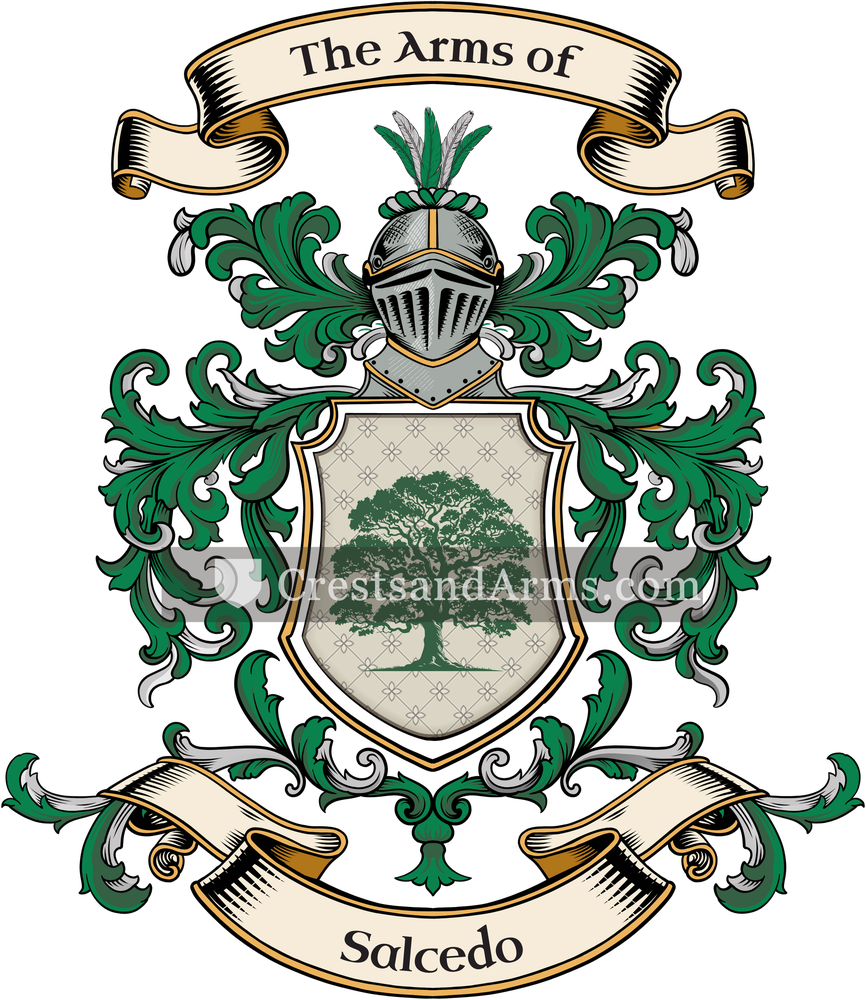 The Salcedo coat of arms, drawn from the recorded blazon