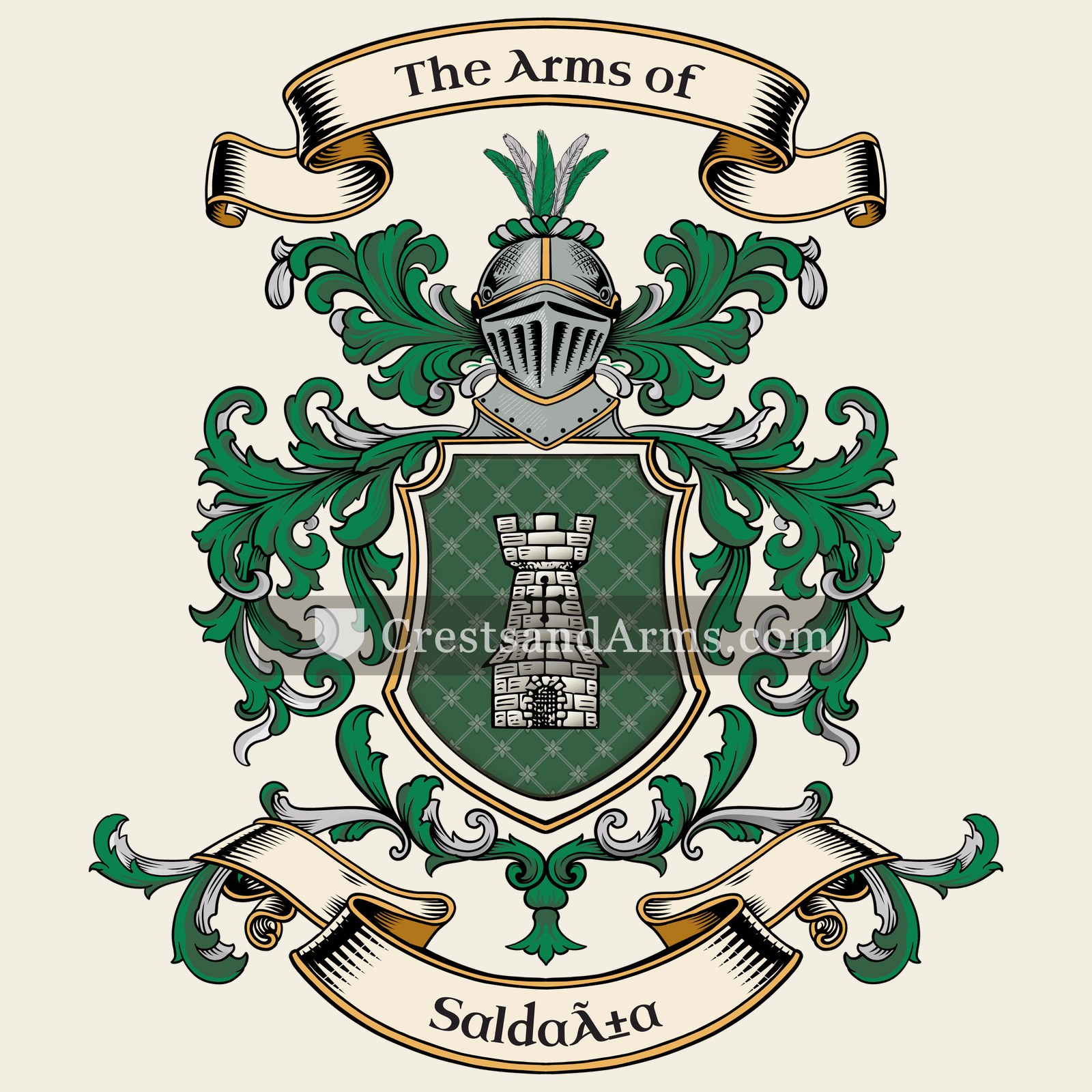 The Saldaña coat of arms, drawn from the recorded blazon