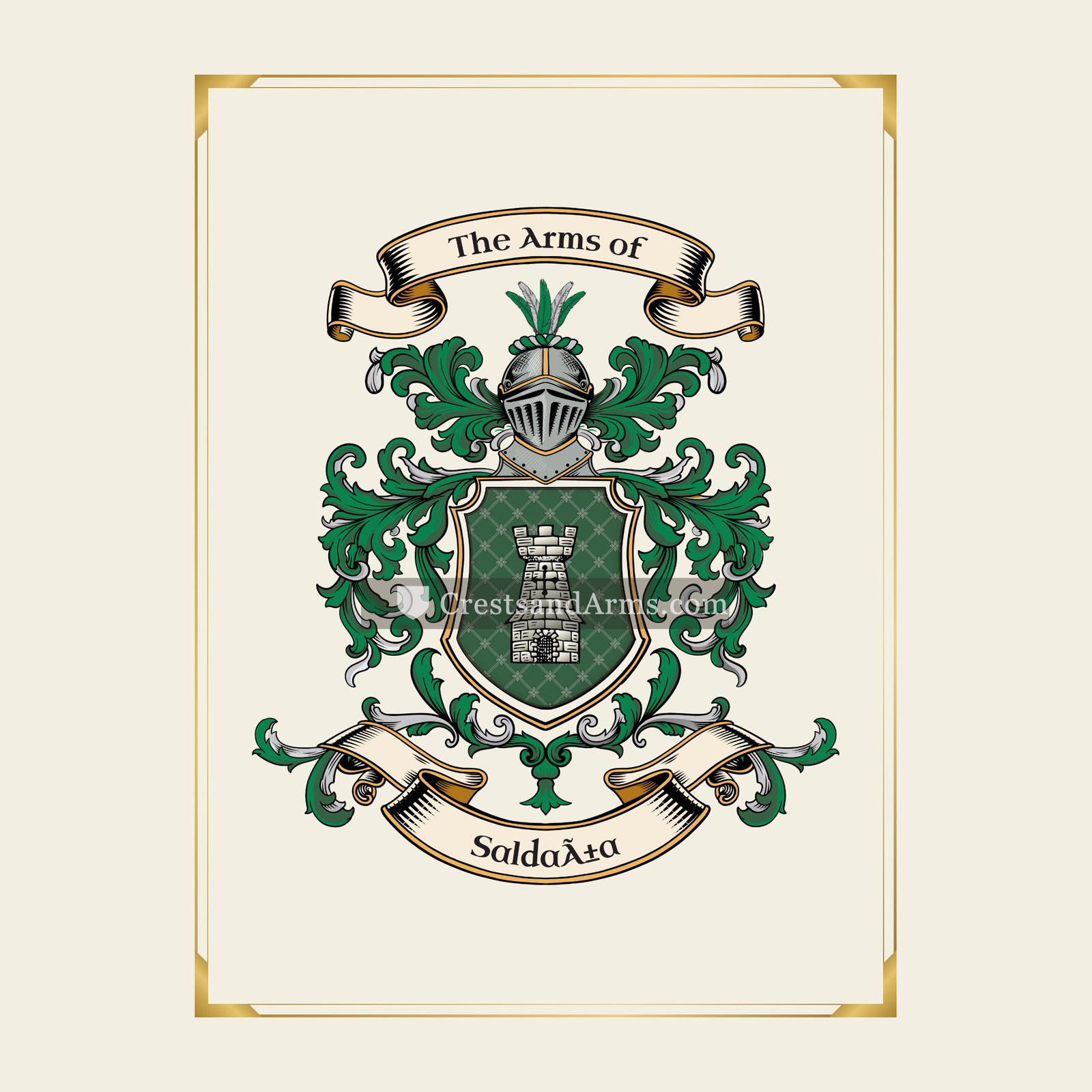 With gold border