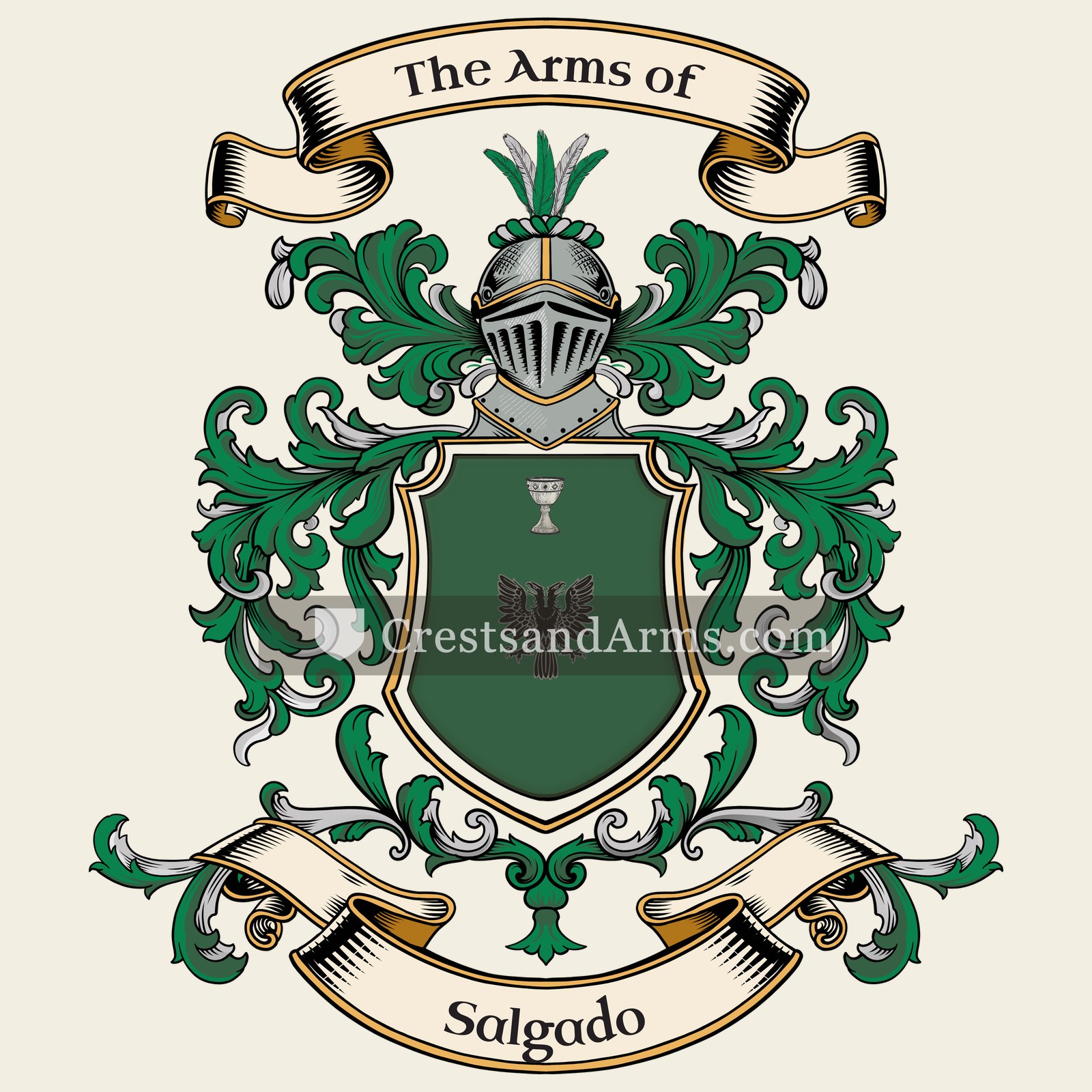The Salgado coat of arms, drawn from the recorded blazon