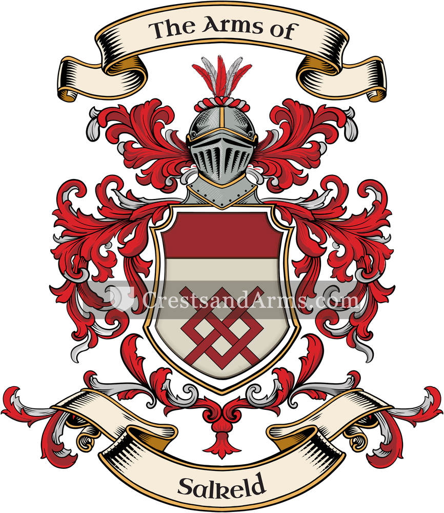 The Salkeld coat of arms, drawn from the recorded blazon