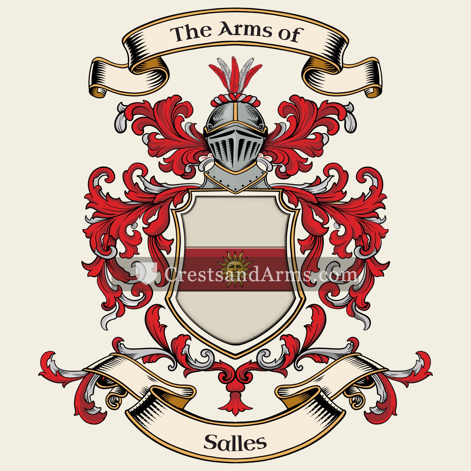 The Salles coat of arms, drawn from the recorded blazon