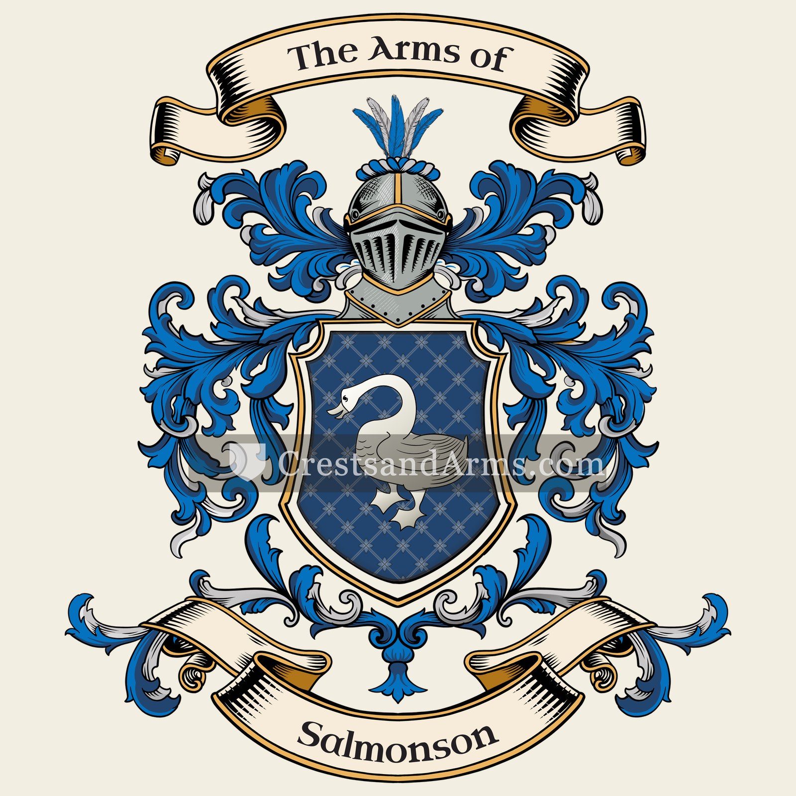 The Salmonson coat of arms, drawn from the recorded blazon
