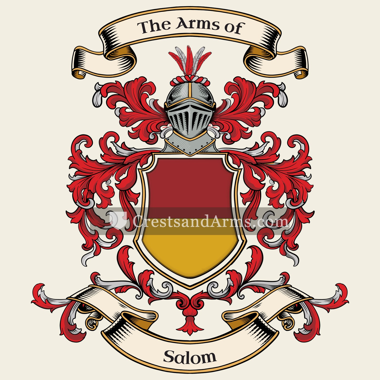 The Salom coat of arms, drawn from the recorded blazon