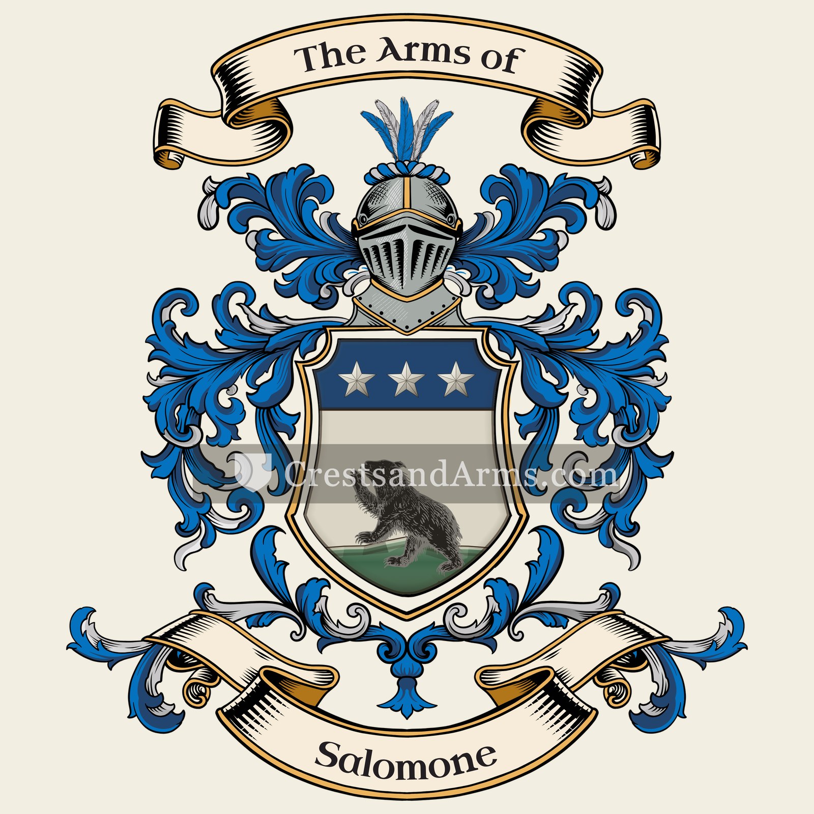 The Salomone coat of arms, drawn from the recorded blazon