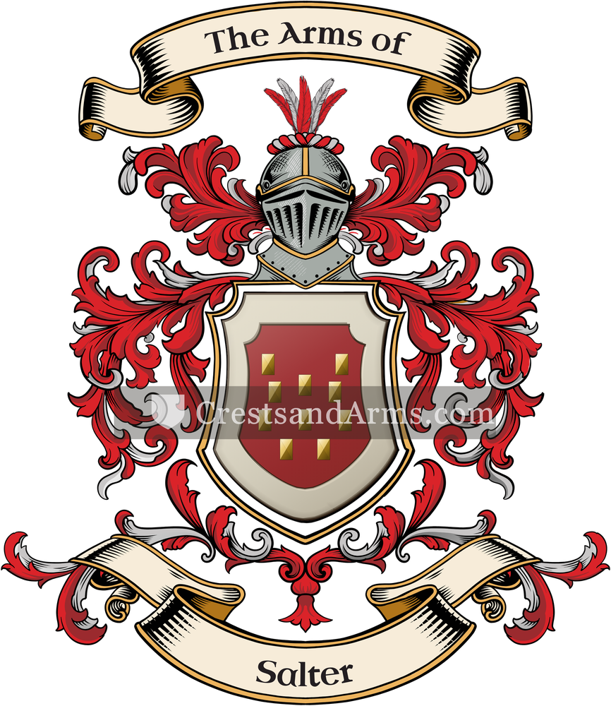 The Salter coat of arms, drawn from the recorded blazon