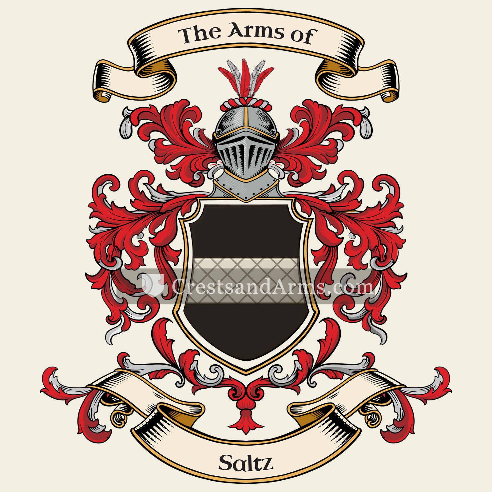 The Saltz coat of arms, drawn from the recorded blazon