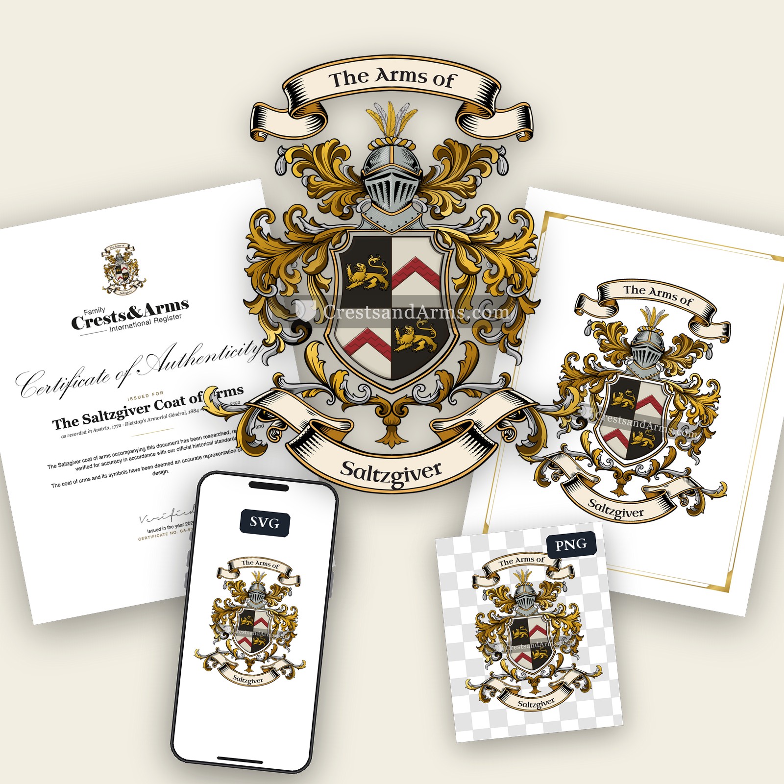 The Saltzgiver arms on the coat of arms — digital pack