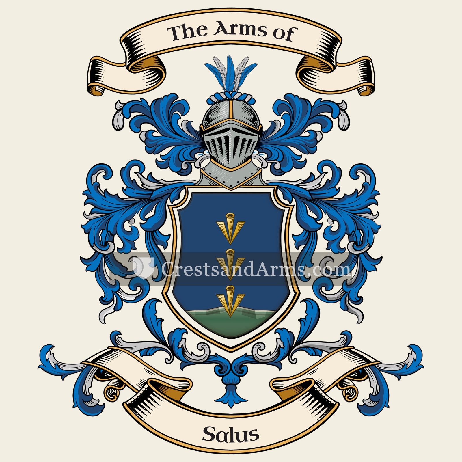 The Salus coat of arms, drawn from the recorded blazon
