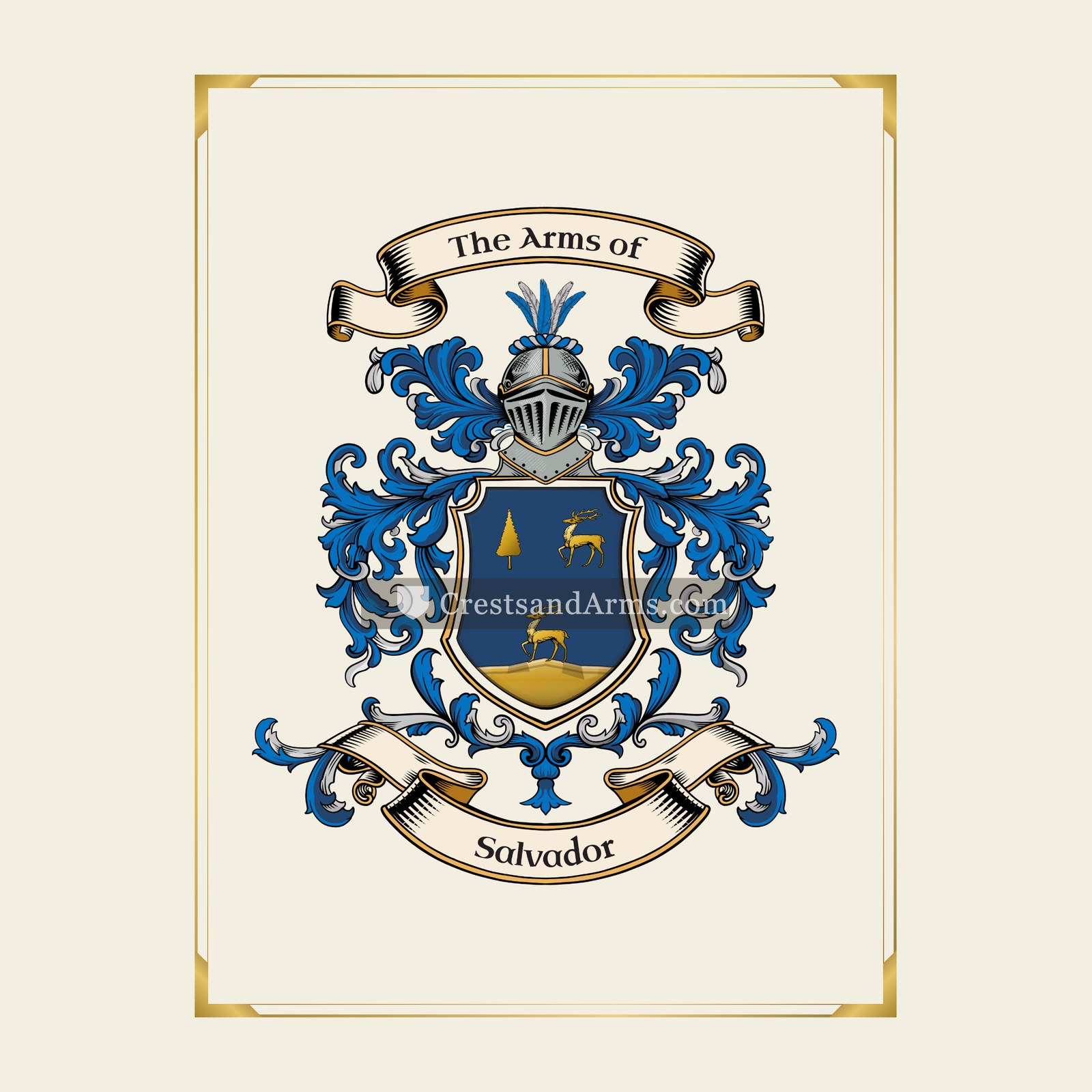 With gold border