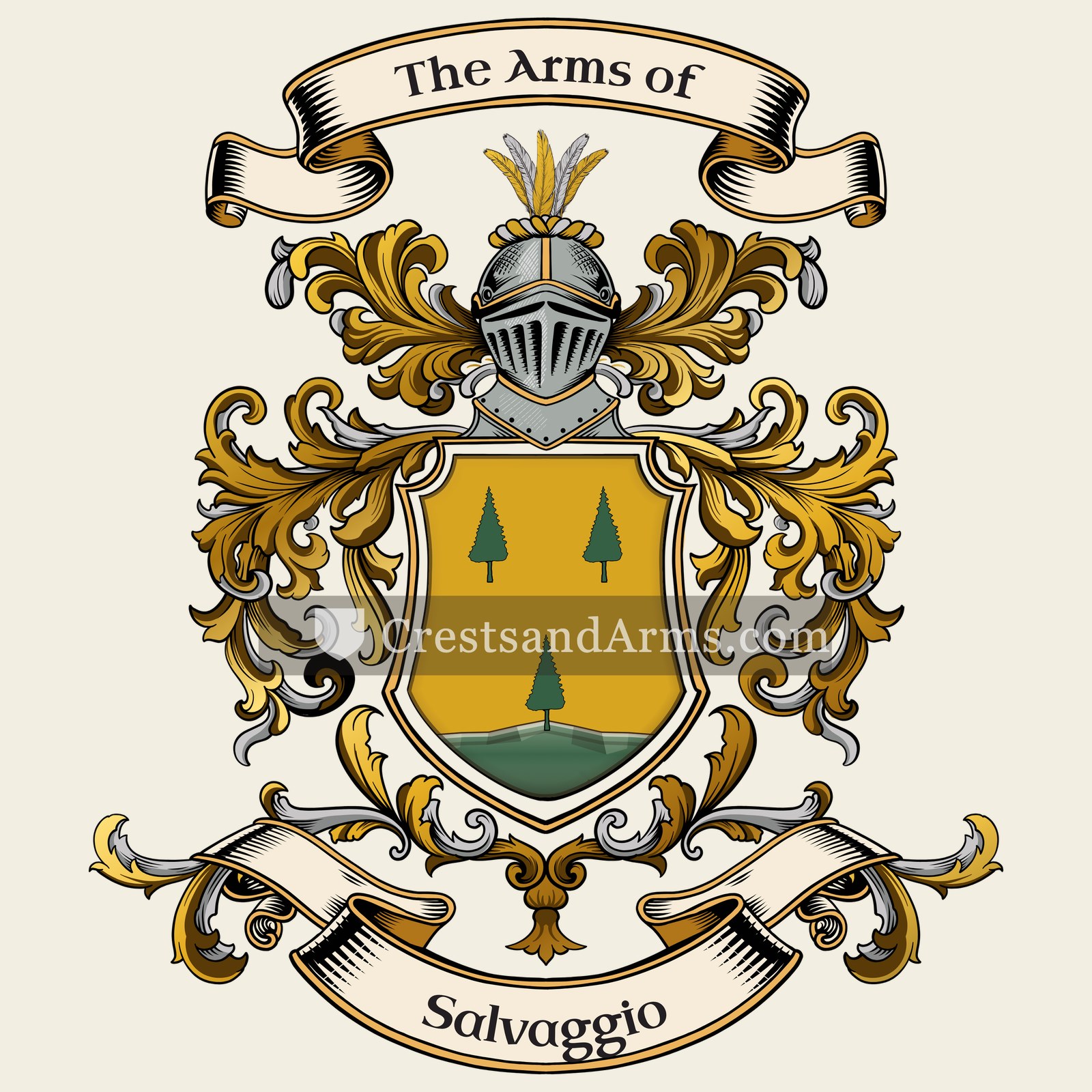 The Salvaggio coat of arms, drawn from the recorded blazon