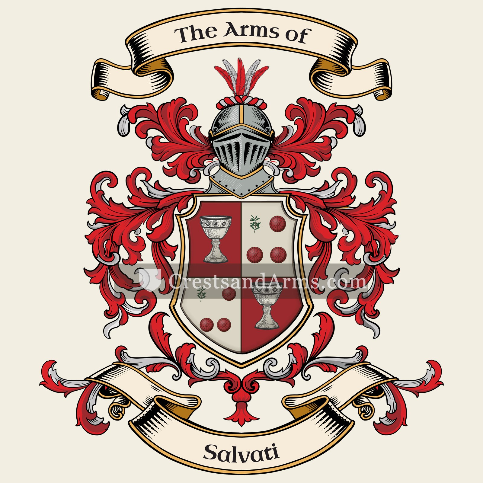 The Salvati coat of arms, drawn from the recorded blazon