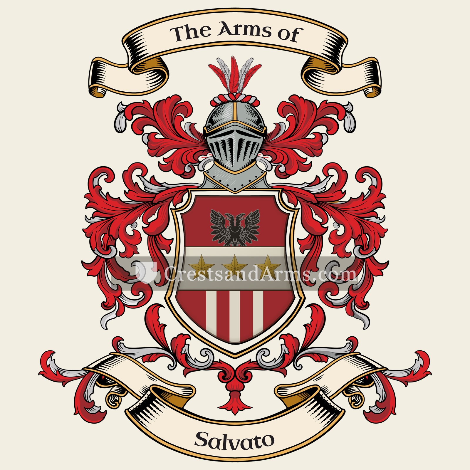 The Salvato coat of arms, drawn from the recorded blazon
