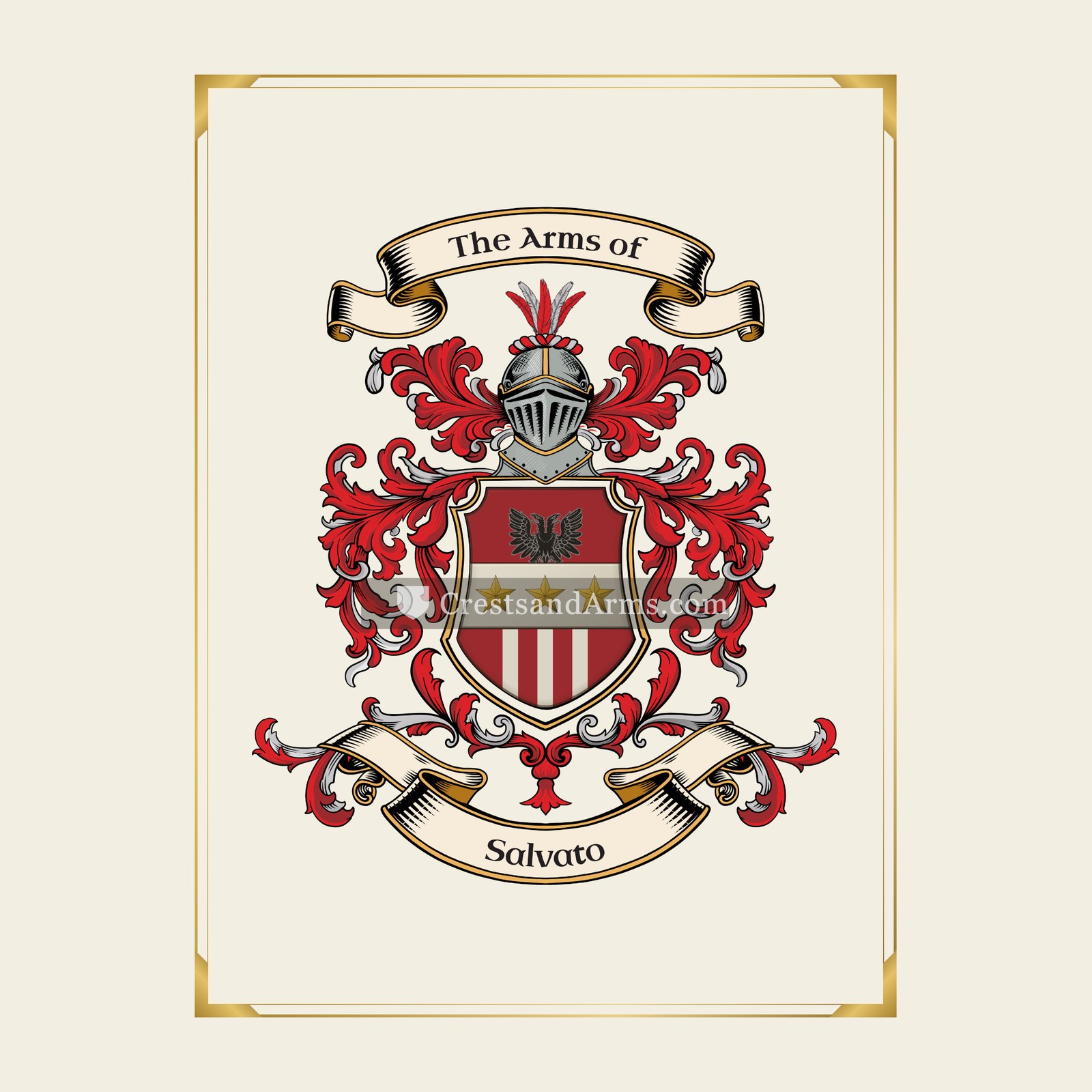 With gold border