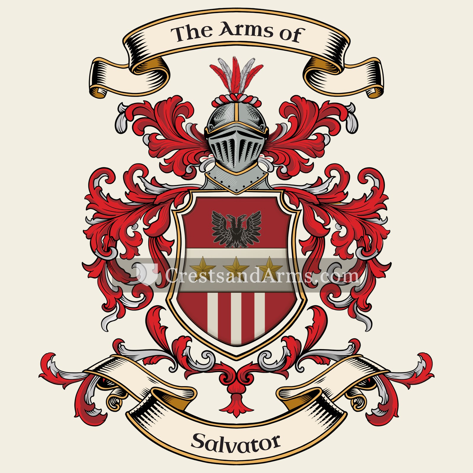 The Salvator coat of arms, drawn from the recorded blazon