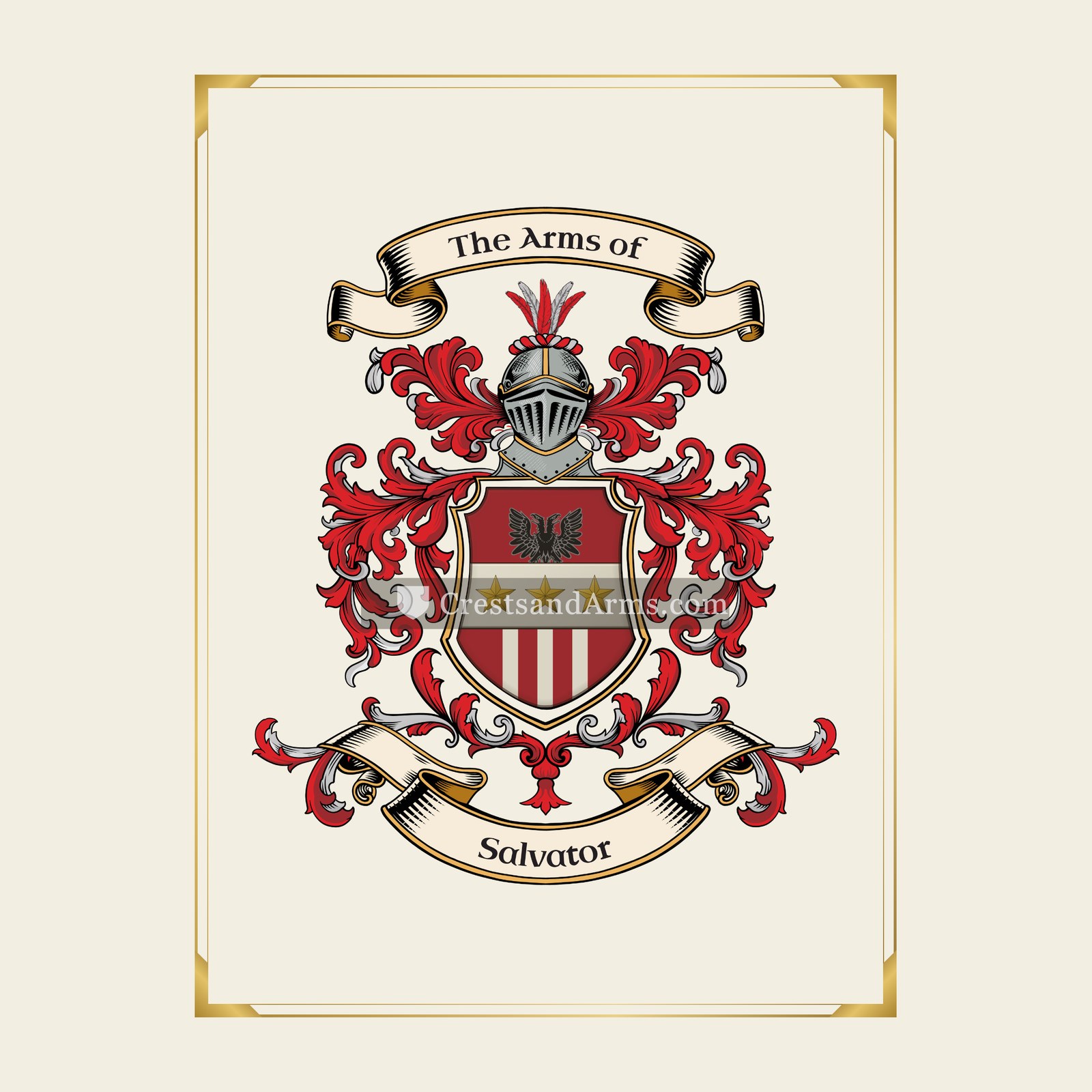 With gold border