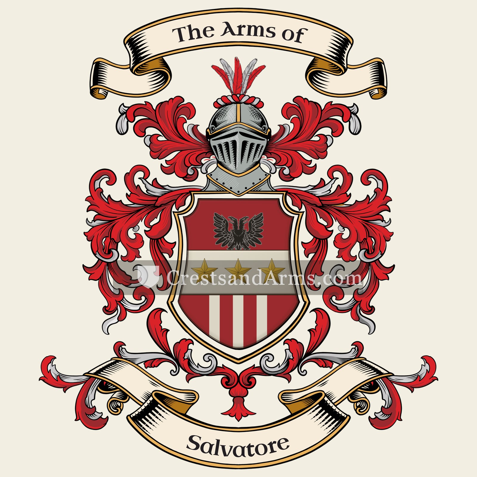 The Salvatore coat of arms, drawn from the recorded blazon