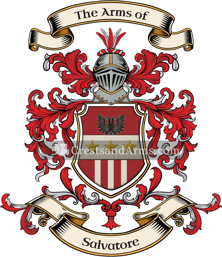The Salvatore coat of arms, drawn from the recorded blazon
