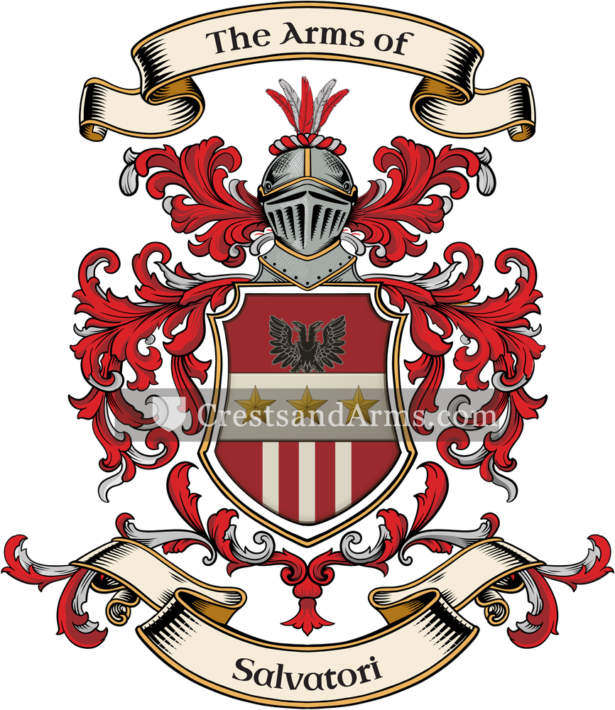 The Salvatori coat of arms, drawn from the recorded blazon