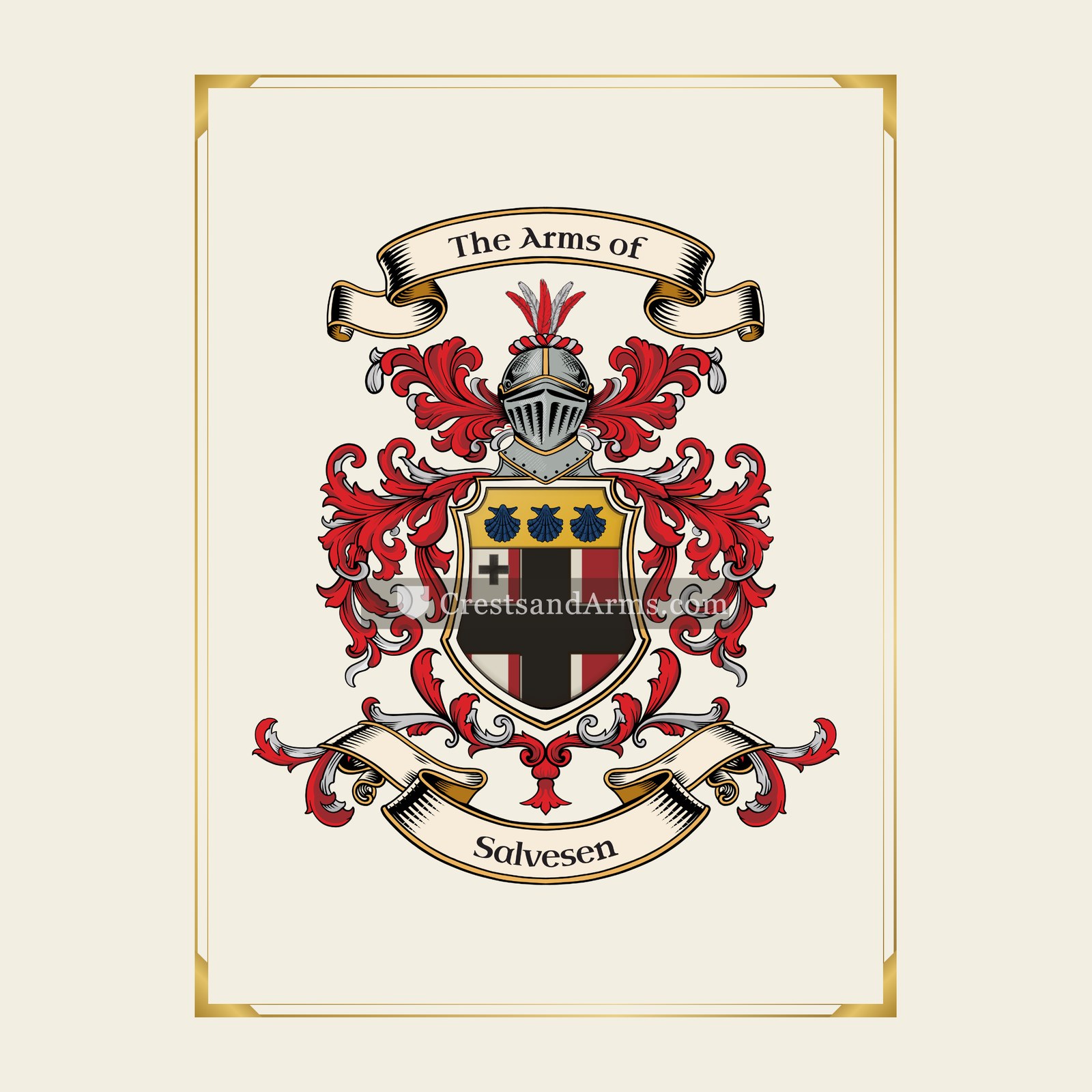 With gold border