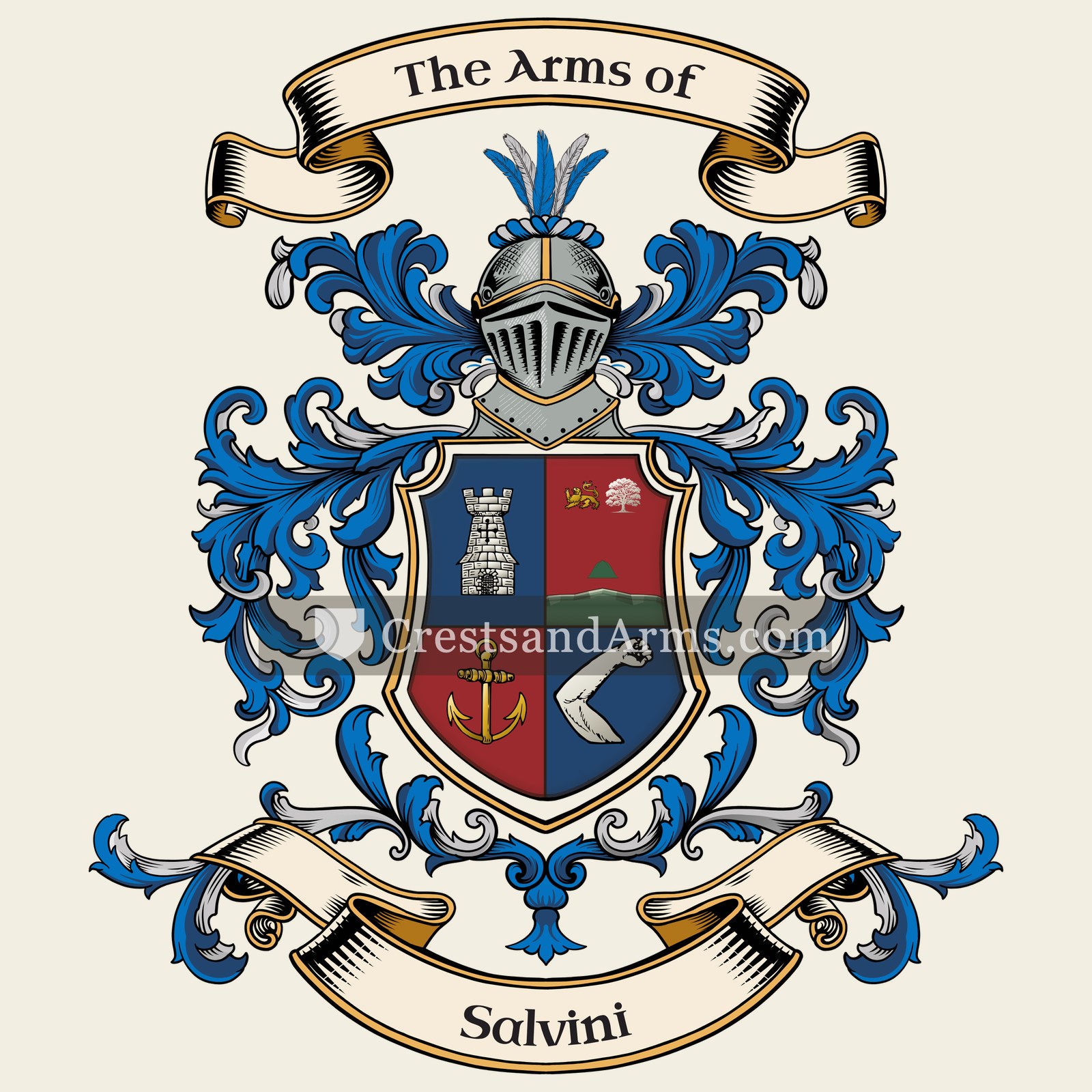 The Salvini coat of arms, drawn from the recorded blazon