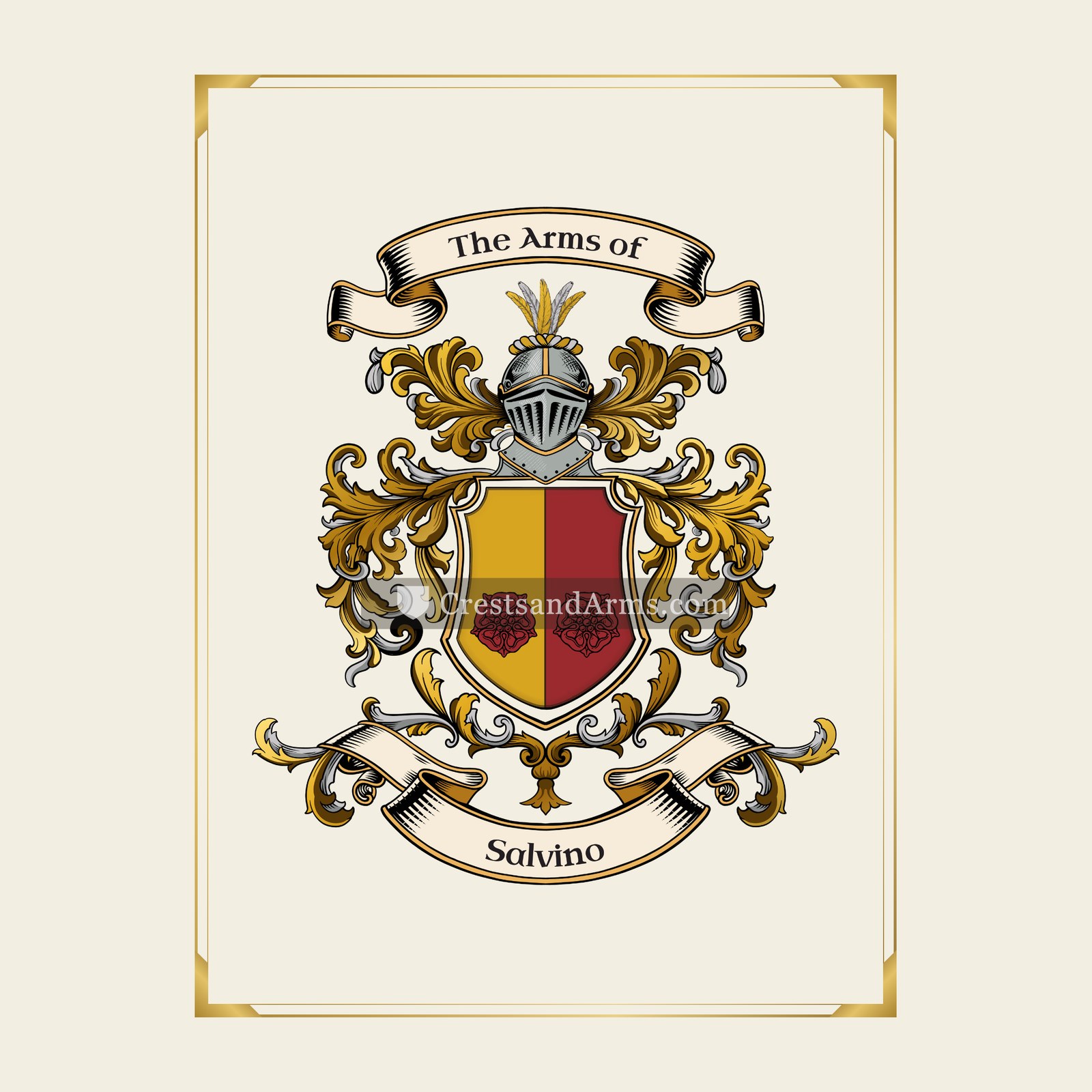With gold border