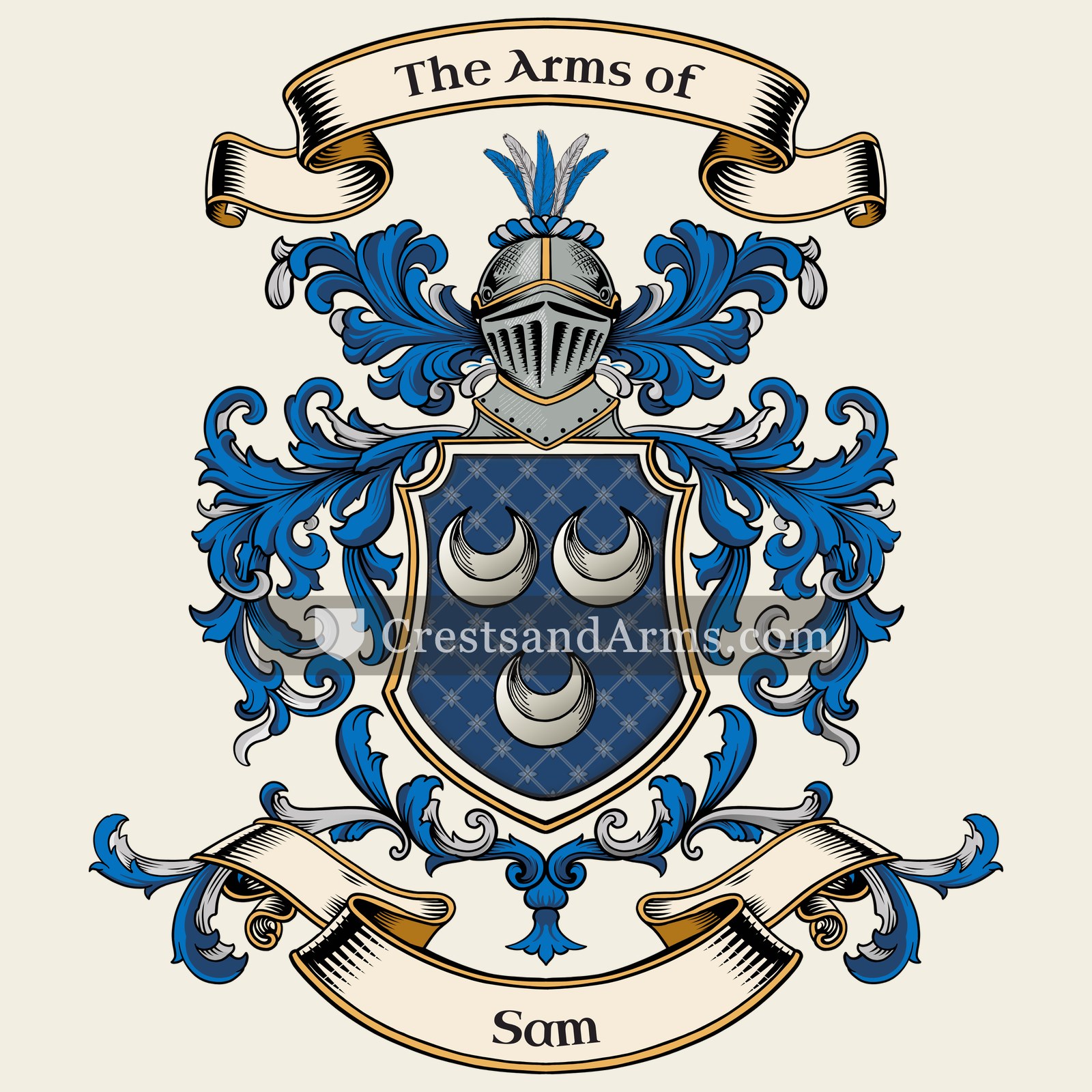 The Sam coat of arms, drawn from the recorded blazon