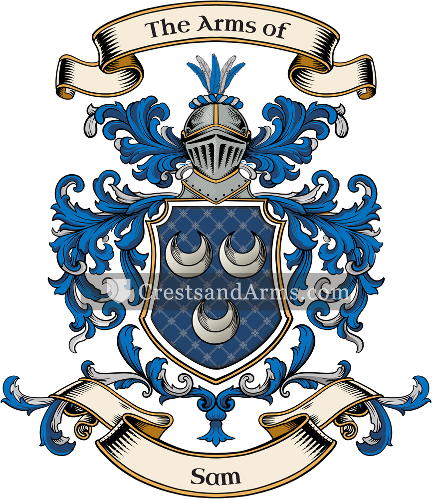 The Sam coat of arms, drawn from the recorded blazon