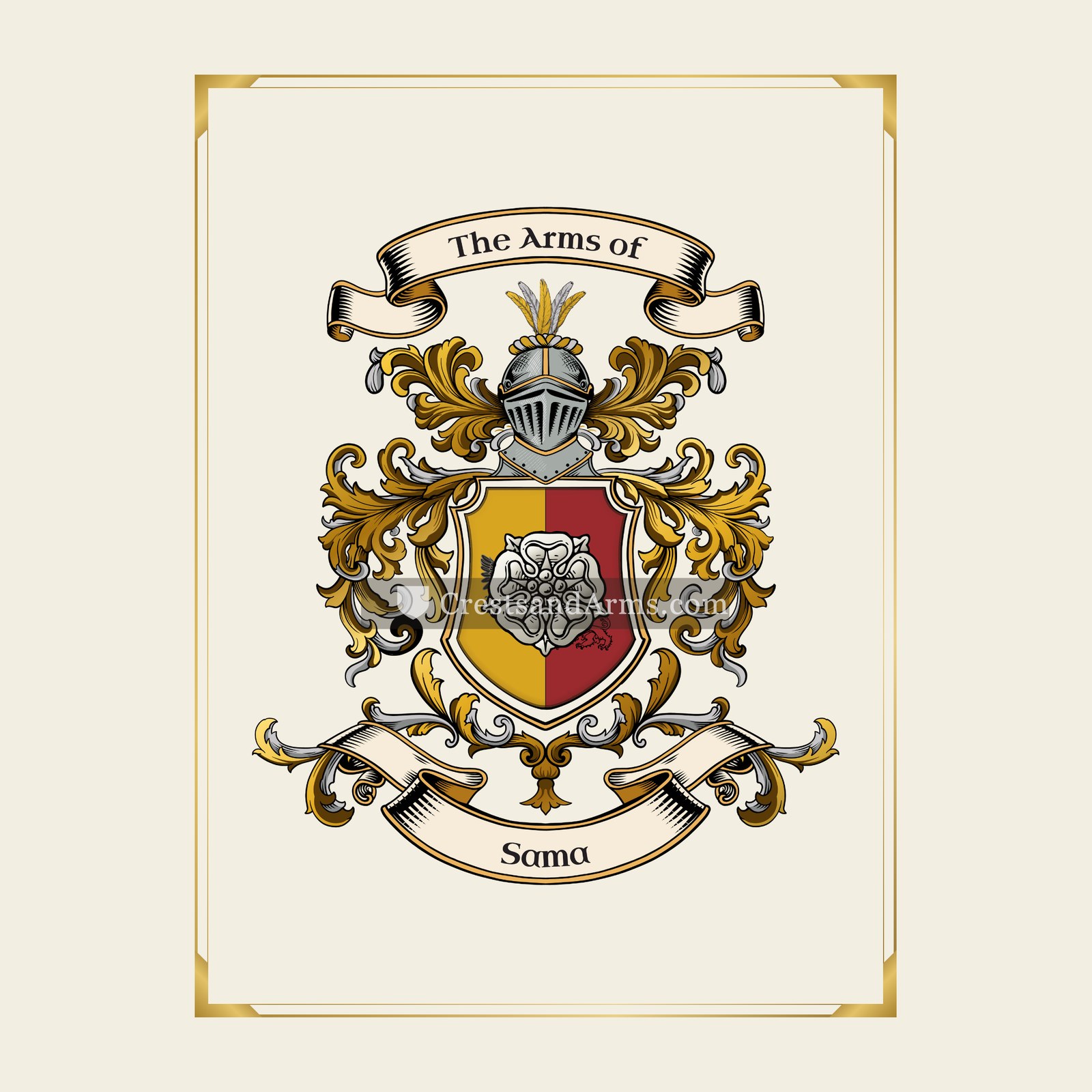 With gold border