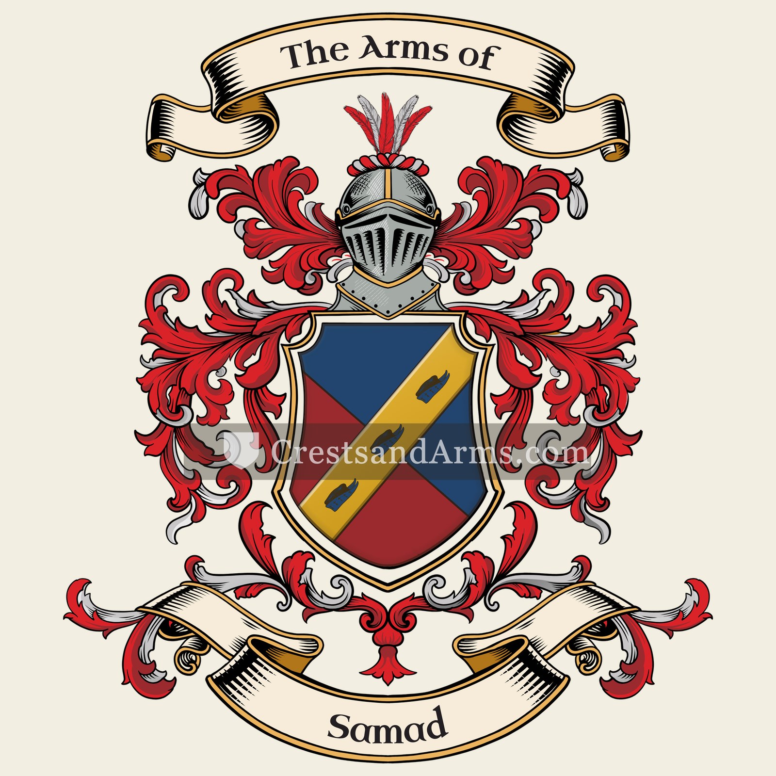 The Samad coat of arms, drawn from the recorded blazon