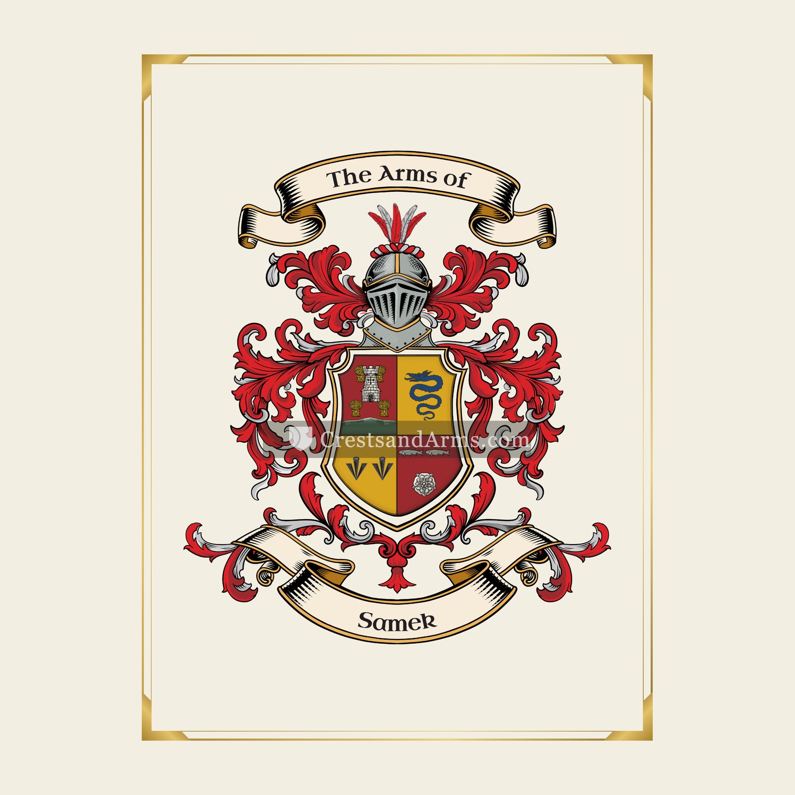 With gold border