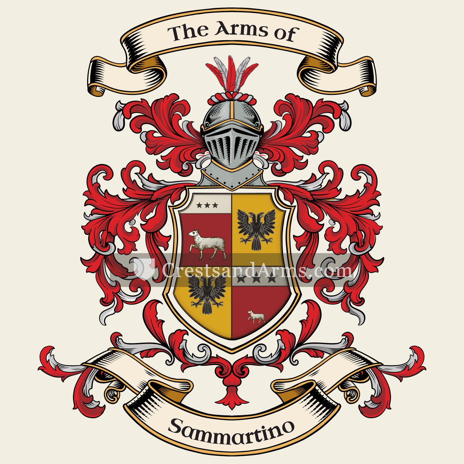 The Sammartino coat of arms, drawn from the recorded blazon