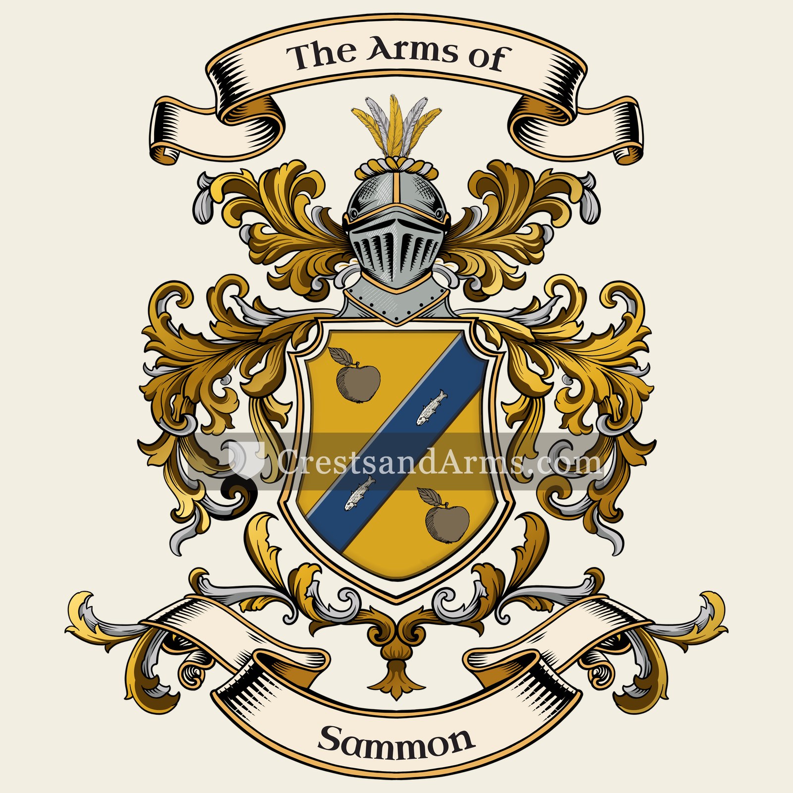 The Sammon coat of arms, drawn from the recorded blazon