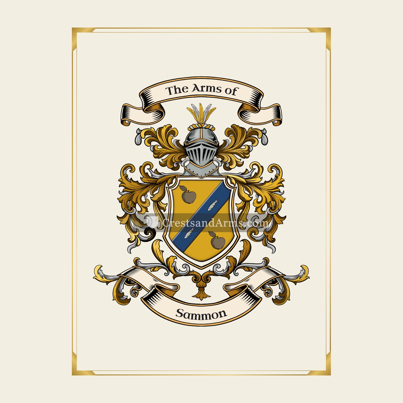 With gold border
