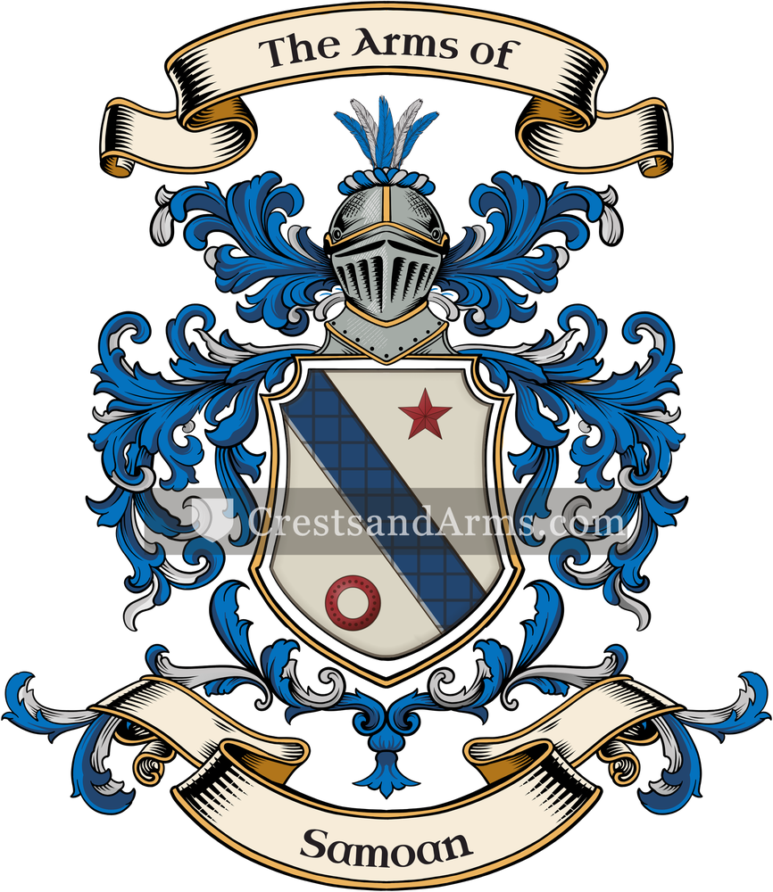 The Samoan coat of arms, drawn from the recorded blazon