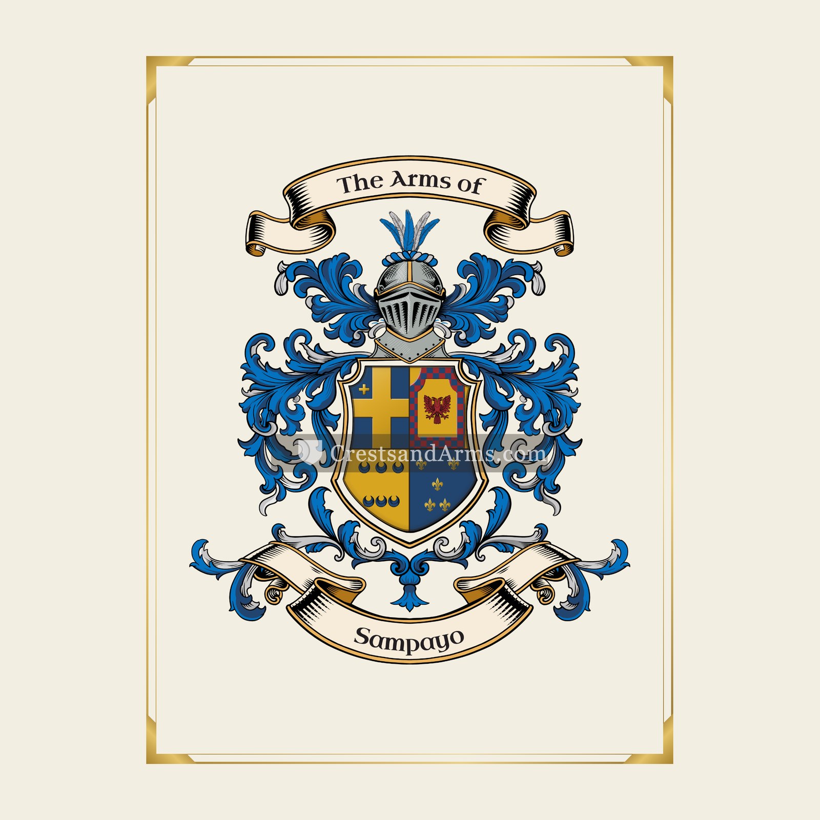 With gold border
